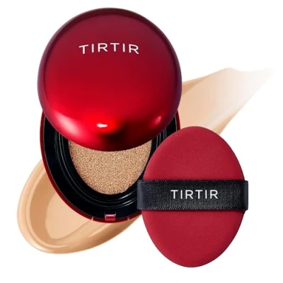 Image of TIRTIR Mask Fit Red Cushion Foundation Full coverage, Weightless, Skin fit, Satin Glow Finish, Korean Makeup, beauty, Tattoo cover up, Buildable (#27C Cool Beige, 0.63 Fl Oz)