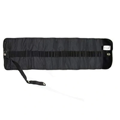 Image of Koh I Noor 3720 Pen roll/Pen Pocket Empty 72 + 2 Insertion tabs for Sharpener/Eraser, Black