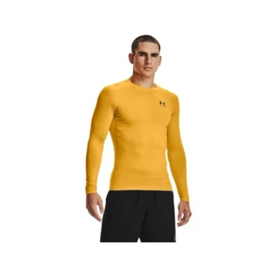 Image of Under Armour Men&#039;s HeatGear Compression Long Sleeve T Shirt, Steeltown Gold (750)/Black, Small