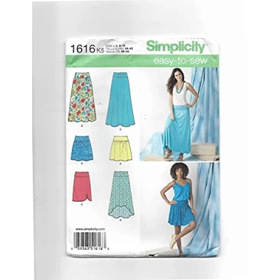 Image of Simplicity Sewing Pattern 1616: Misses&#039; Knit or Woven Skirts, Size, Paper, White, K5 (8 10 12 14 16)
