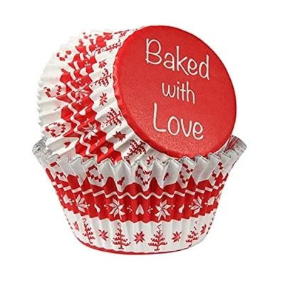 Image of Nordic Red FOIL LINED Cake Cases 24 pack
