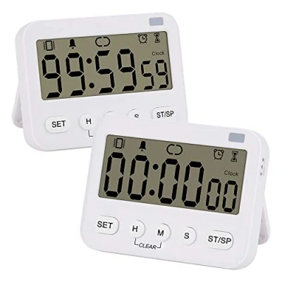 Image of stonylab 2pk Digital Timer Clock, 2 Pack Premium Multi Function Clock Countdown Kitchen Event with Alarm, Magnetic Back Big Digits Display Vibration/Flashlight/Sound Alarm