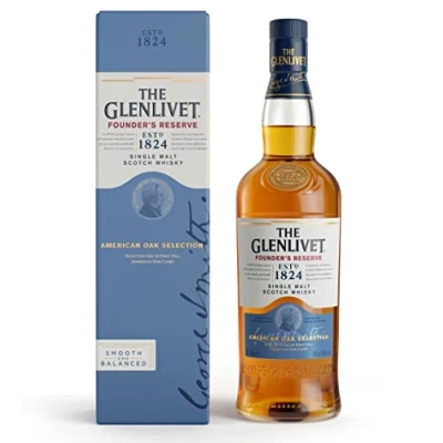 Image of The Glenlivet Founder&#039;s Reserve Single Malt Scotch Whisky with Giftbox Double Matured in Oak Casks 40% ABV 70CL Original Speyside Sweet and Fruity Scottish