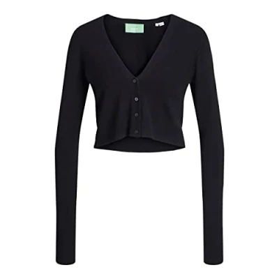 Image of JJXX Women&#039;s Jxisabel Ls Soft Cropped Cardigan Knit, Black, L