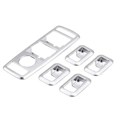 Image of Car Window Switch Button Cover, ABS Lift Panel Cover Trim Replacement Silver decorations