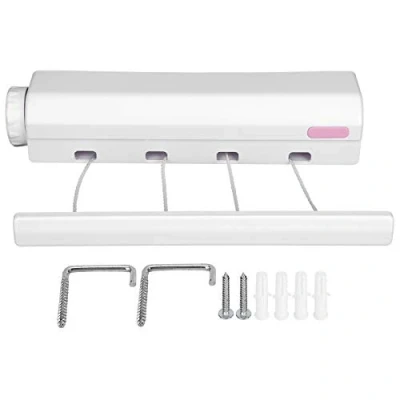 Image of Drying Rack 3.2m 4 Lines Retractable Clothes Airer Indoor Wall Mounted Laundry Washing Line Dryer for Bathroom Balcony Hanging