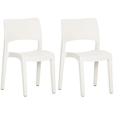 Image of vidaXL Garden Chairs 2 pcs White Polypropylene