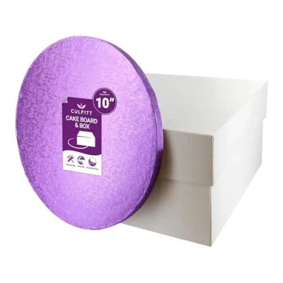 Image of Culpitt Purple Board &amp; Box Set 10&quot; White Cake Drum, And Board, Storage Transport Combo