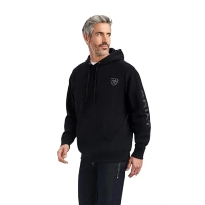 Image of ARIAT Men&#039;s Logo Hoodie Sweatshirt, Black, US Large Tall
