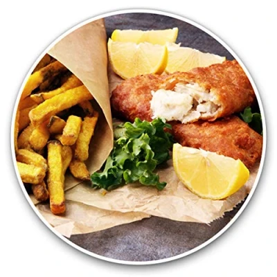 Image of 2 x 30cmVinyl Stickers Tasty Fish Chips Food Takeaway Decals for Car Van Luggage Scrap Book Fridge #15887