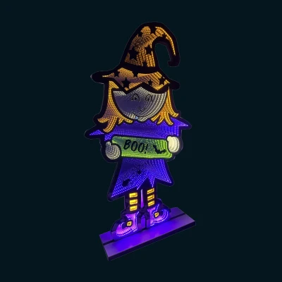 Image of 6ft (1.8m) Tall Light up Halloween Witch Infinity Decoration with Multi Coloured LEDs