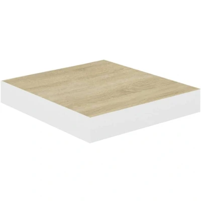 Image of vidaXL Floating Wall Shelf Oak and White 23x23.5x3.8 cm MDF