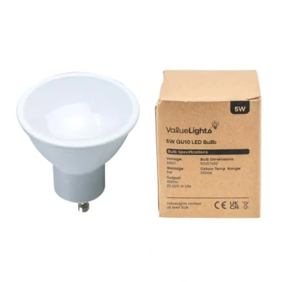 Image of MiniSun Pack of 20 Dimmable 5W SMD LED GU10 Super Bright Thermo Plastic Light Bulbs [3000K Warm White]