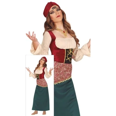 Image of FIESTAS GUIRCA Fortune Teller Costume Women Halloween Gypsy with Dress and Headpiece Size L UK 14 16