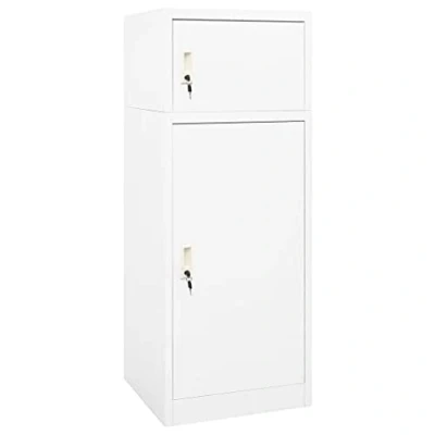 Image of vidaXL Saddle Cabinet White: Steel Locker for Equestrian Sports Equipment, 2 Lockable Doors, Adjustable Rack, 53x53x140 cm