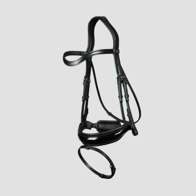 Image of Dy&#039;on Dressage Patent Large Crank Noseband Bridle with Flash Black / Full Size Bridles Horse &amp; Equestrian
