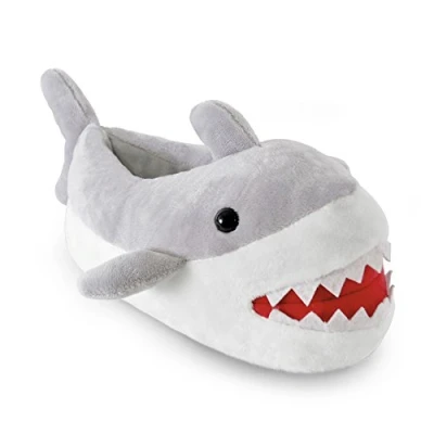 Image of Socks Uwear SlumberzzZ Boys Novelty 3D Shark Design Fullback Slippers Grey 11/12 UK Child