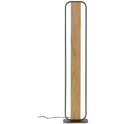Image of Lindby LED floor lamp Romilda, grey, wood, height 122 cm