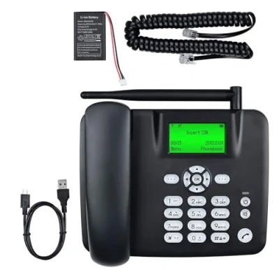 Image of Lychee telephone,Wireless Quad Band GSM SIM Card Classic Fixed Wireless Desk Phone Handfree,SMS,Rechargeable Battery,Large Backlit Display,Radio (GSM:850/900/1800/1900Mhz)