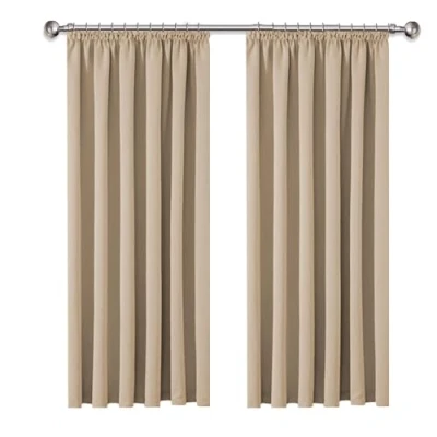 Image of AMEHA Blackout Curtains for Bedroom Pencil Pleat Cream Living Room Window Treatments Soft Thermal Curtain &amp; Drapes 66 x 54 Drop Inch, 2 Panels with Tiebacks