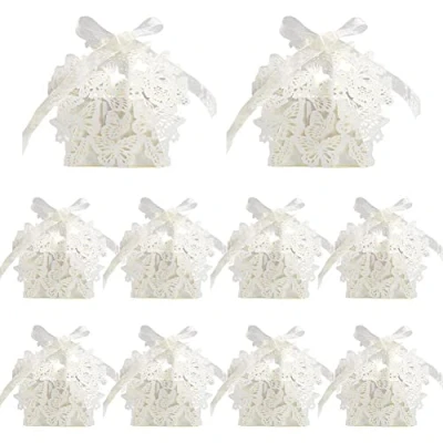 Image of 50pcs Wedding Favour Boxes Small Gift with Ribbon Candy for Birthday Gifts, Party,