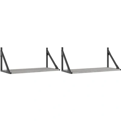 Image of vidaXL Wall Shelves 2 pcs Grey Sonoma 60x25x25.5 cm Engineered wood
