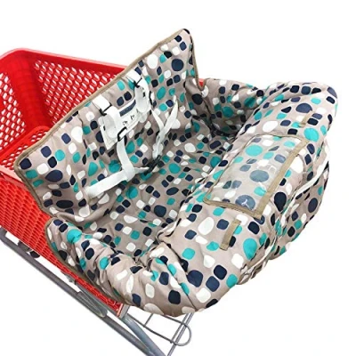 Image of 2 in 1 Baby Shopping Trolley Cover Highchair Seat Cushion Portable Design (Gray Polk Dot)