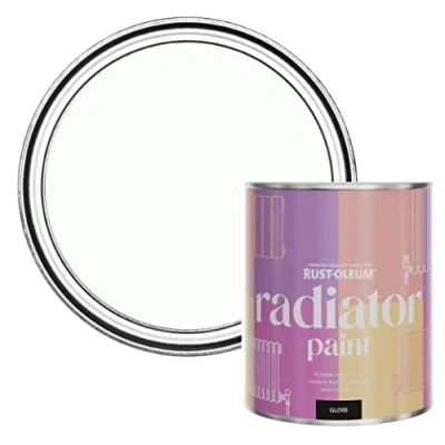 Image of Rust Oleum White Heat Resistant Radiator Paint in Gloss Finish Moonstone 750ml