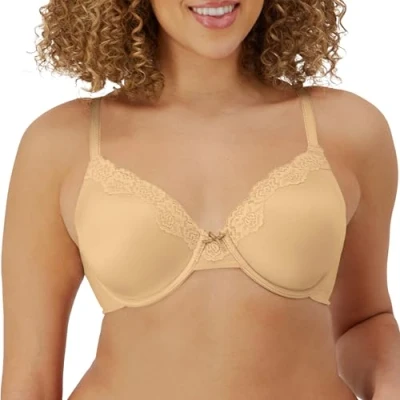Image of Maidenform Women&#039;s Comfort Devotion Underwire Everyday Bra, Beige (Latte Lift/Black), 38C UK
