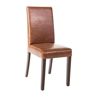 Image of Bolero Faux Leather Dining Chair Antique Tan Birch Frame Furniture 2pc