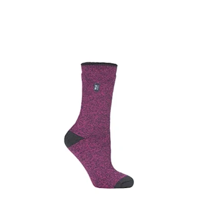 Image of Women&#039;s 1 Pair SOCKSHOP Heat Holders 1.6 TOG Lite Patterned and Striped Socks Twist Raspberry / Charcoal 4 8 Ladies