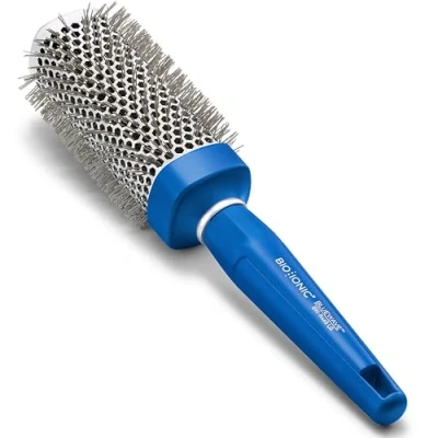 Image of Bio Ionic BlueWave Round Brush Large,NanoIonic Conditioning Brush,Crimped bristles for added tension, Soft Touch, Easy Grip Handle