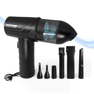 Image of Technaxx TX 294 5169, Handheld Cordless Vacuum Cleaner with Compressed Air Duster, Black, 68 W, 90 Decibeles