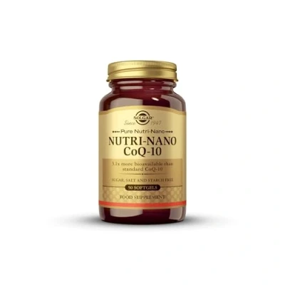 Image of Solgar Nutri Nano CoQ 10 3.1x Softgels Pack of 50 For Over 50s Helps Reduce Ageing Skin, Hair and Nails Gluten Free