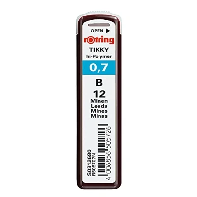 Image of rOtring Lead Refills Hi Polymer for Fine Mechanical Pencils 0.70mm B (12 Leads)