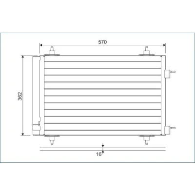 Image of 6455CY, 6455EW, 6455GK, 6455HL, 9650545980 Condenser VALEO 818170 without dryer Aluminium 362mm R134a PEUGEOT: Partner II Tepee, 308 I Hatchback