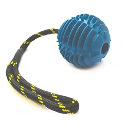 Image of *NEW* HAPPYPET ATOMIC GALACTIC TOUGH DURABLE DOG PUPPY BALL ON ROPE TOY 2.5&quot; (ATOMIC 57654)