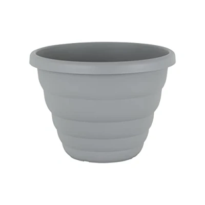 Image of Wham Set 4 Beehive 40cm Round Plastic Pot Cement Grey