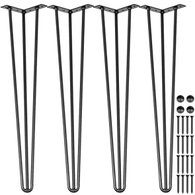 Image of Happybuy Hairpin Table Legs 34&quot; Black Set of 4 Desk 880lbs Load Capacity (Each 220lbs) 3 Rods for Bench Dining End Chairs Carbon Steel