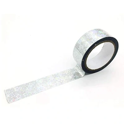 Image of Holographic Deterrent Reflective Scare Tape Rainbow Colored Masking Waterproof Adhesive Iridescent for DIY Craft