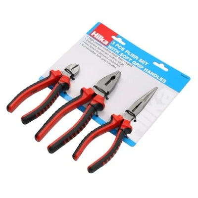 Image of Hilka Tools 26303003 Pliers Set with Soft Grip Handles Red/Black (3 Piece)