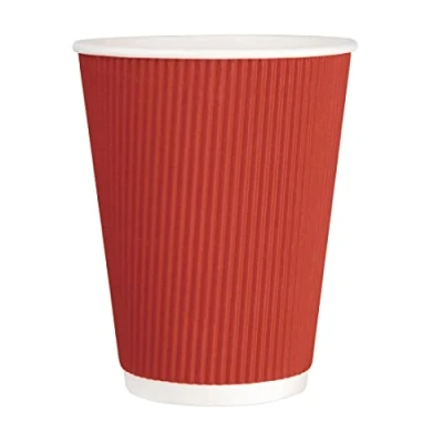 Image of Fiesta GP425 Takeaway Coffee Cups, Ripple Wall, 12 oz., Red (Pack of 25)