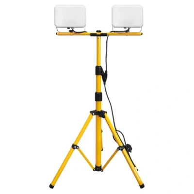 Image of Long Life Lamp Company IP65 50w LED Twin Flood Light Tripod Stand Job Site Lighting 2 Mount Retractable Frame 6500K Cool White TRI05