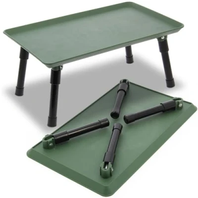 Image of Angling Pursuits Carp Fishing Bivvy Table 39 x 24 15cm Green Plastic Folding Legs Ideal for or Tackle
