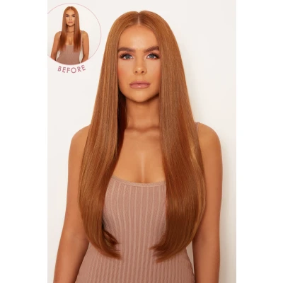 Image of Lullabellz Thick Straight Clip In Hair Extensions 24 Inch Mixed Auburn