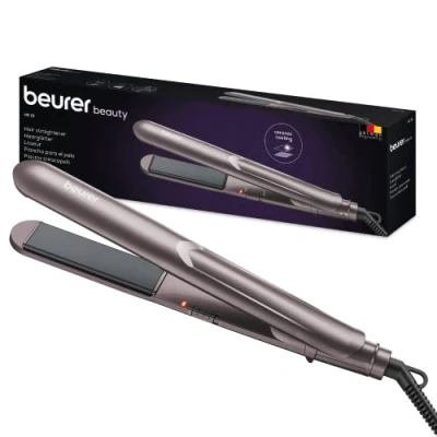 Image of Beurer HS15 Hair Straightener, Straightening Iron &amp; Curler with Ceramic Coating for Smooth Hair, Quick Heating Automatic Safety Shut off after 30 Minutes