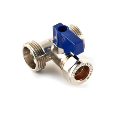 Image of JD Brands Dual Appliance Tee Valve 3/4&quot; x 15mm BSP Compression Twin Washing Machine Connector Tap Cold Water Feed Splitter for Dishwasher &amp;