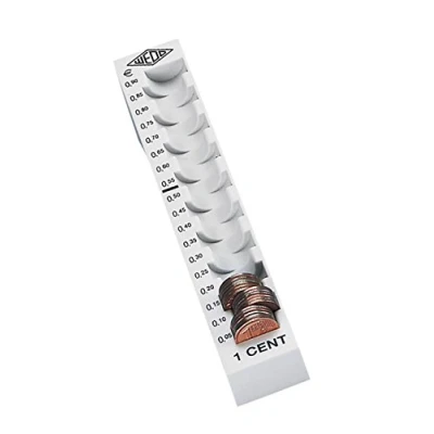 Image of Wedo 160700137 Münzrille 0.01 Euro 1 Cent Plastic for 90 Coins with Tags 18 x 4.5 3 cm, Grey