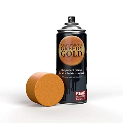 Image of The Army Painter Colour Primer Greedy Gold, 400 mL Acrylic Spray Primer, Paint for Miniature Priming Basecoat, Tabletop Roleplaying, Boardgames, and Wargames Modelling