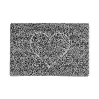 Image of Nicoman HEART Embossed Shape Door Mat Trapper Jet Washable Doormat (Use Indoor or Sheltered Outdoor), Small (60x40cm), Black with Grey